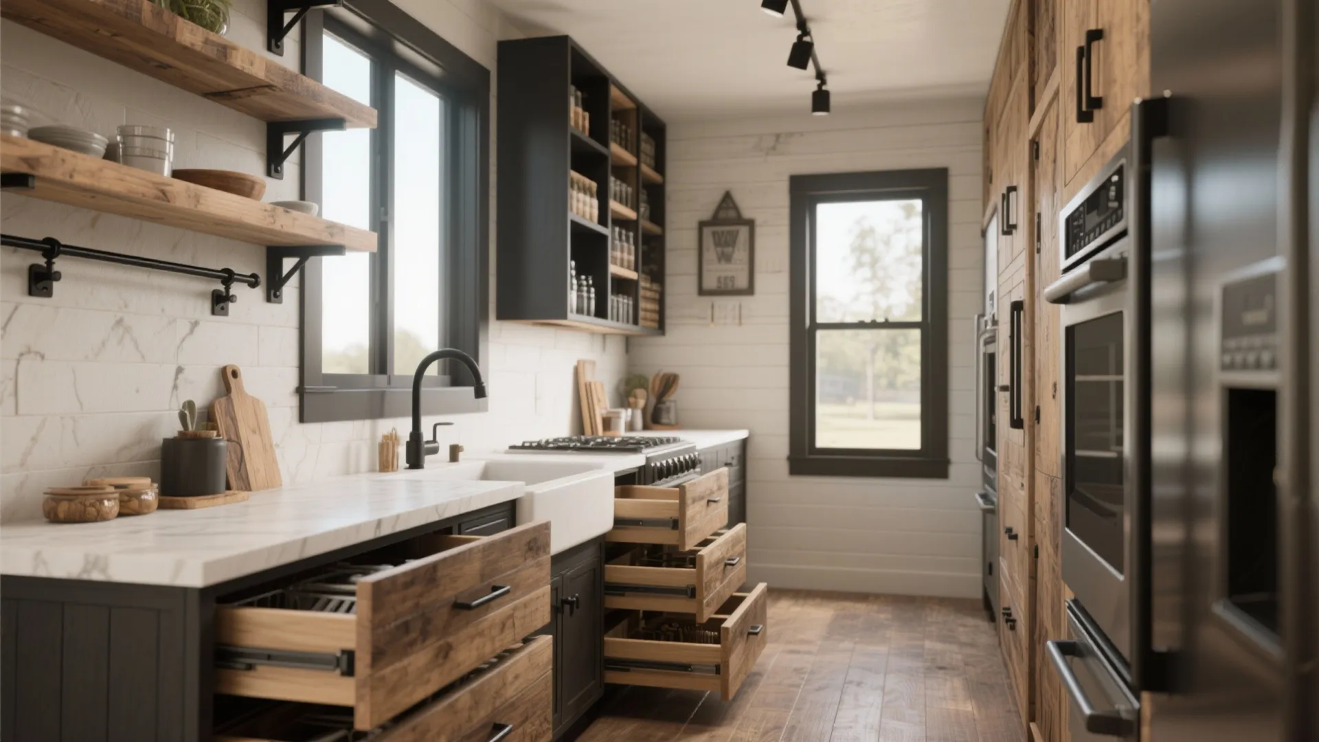 2. Galley-style kitchen with smart storage