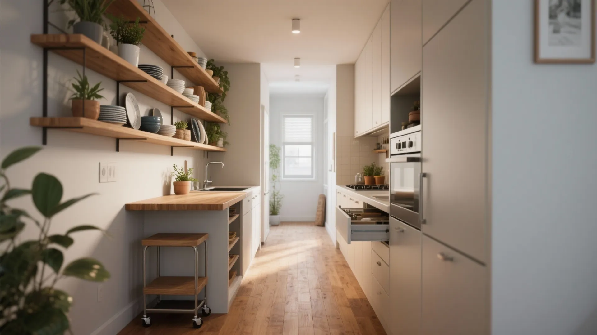 1. Galley kitchen with a twist