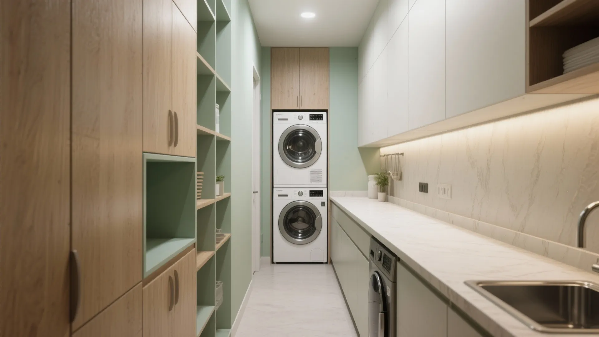 5. Galley-style appliance run for narrow rooms