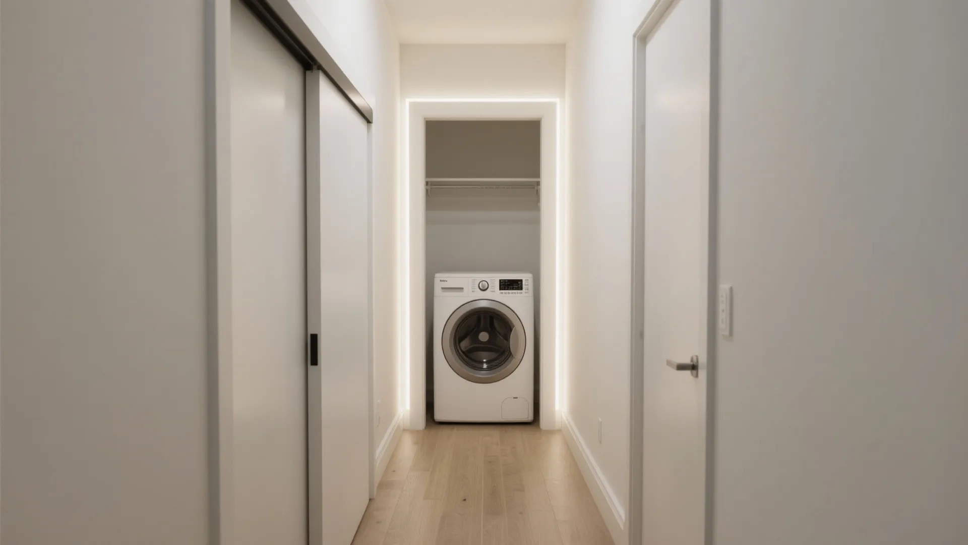 Narrow galley layout with smart clearances