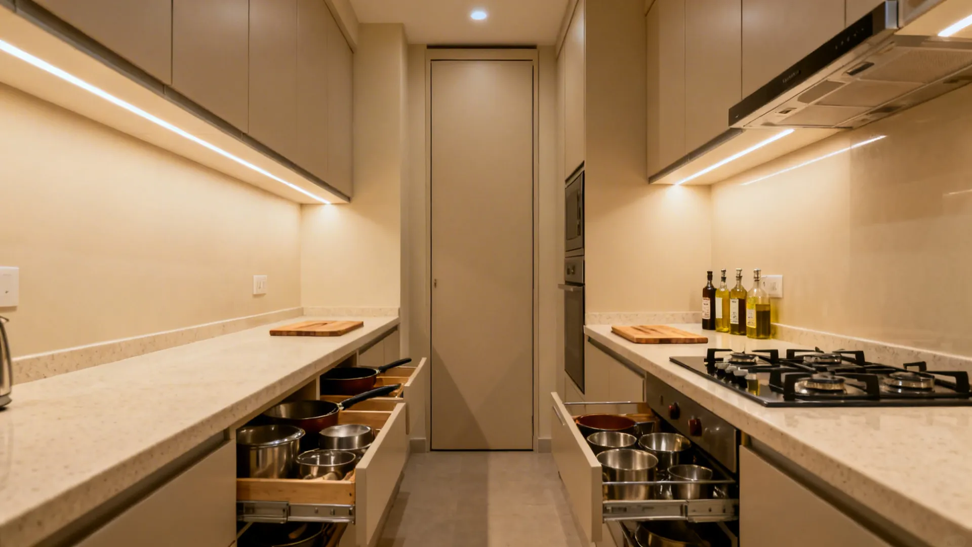 3) L-shaped and galley layouts that respect workflow