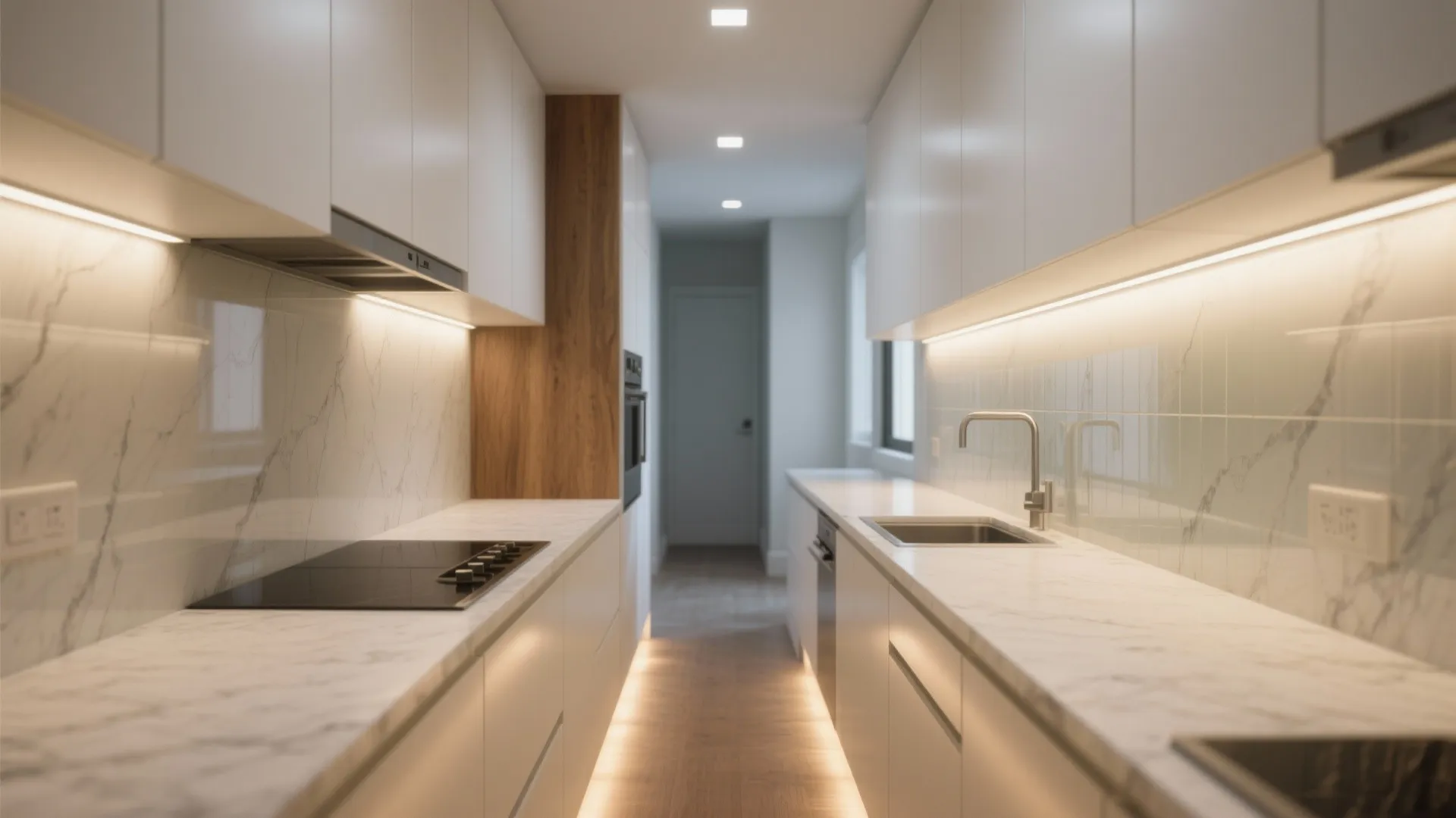 Task‑first layered lighting in galley kitchens