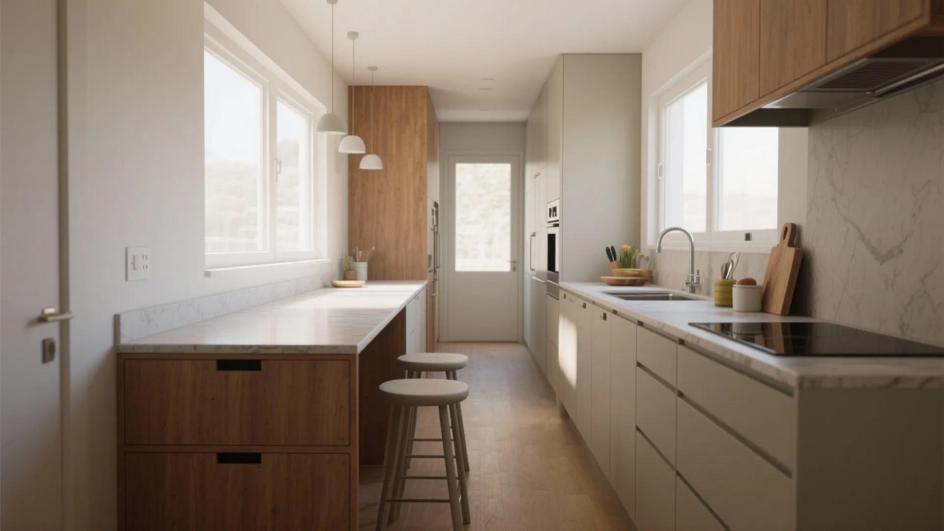 1. Galley-with-a-narrow island: get the best of both worlds