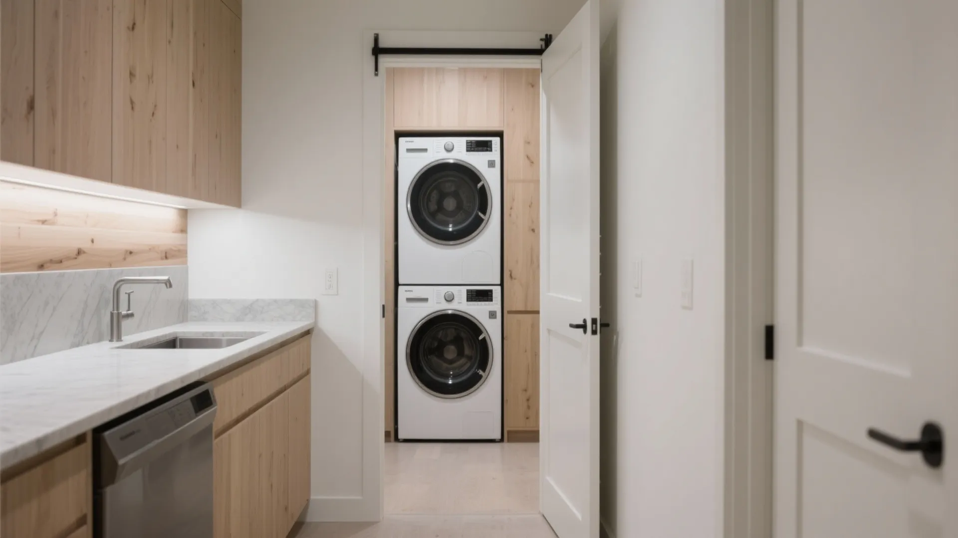 Galley Laundry Behind Pocket or Sliding Doors