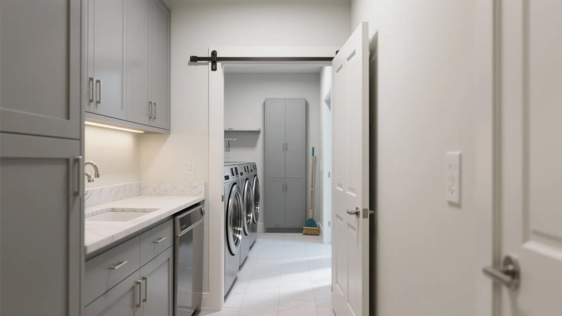 Galley Laundry With Sliding Pocket Door
