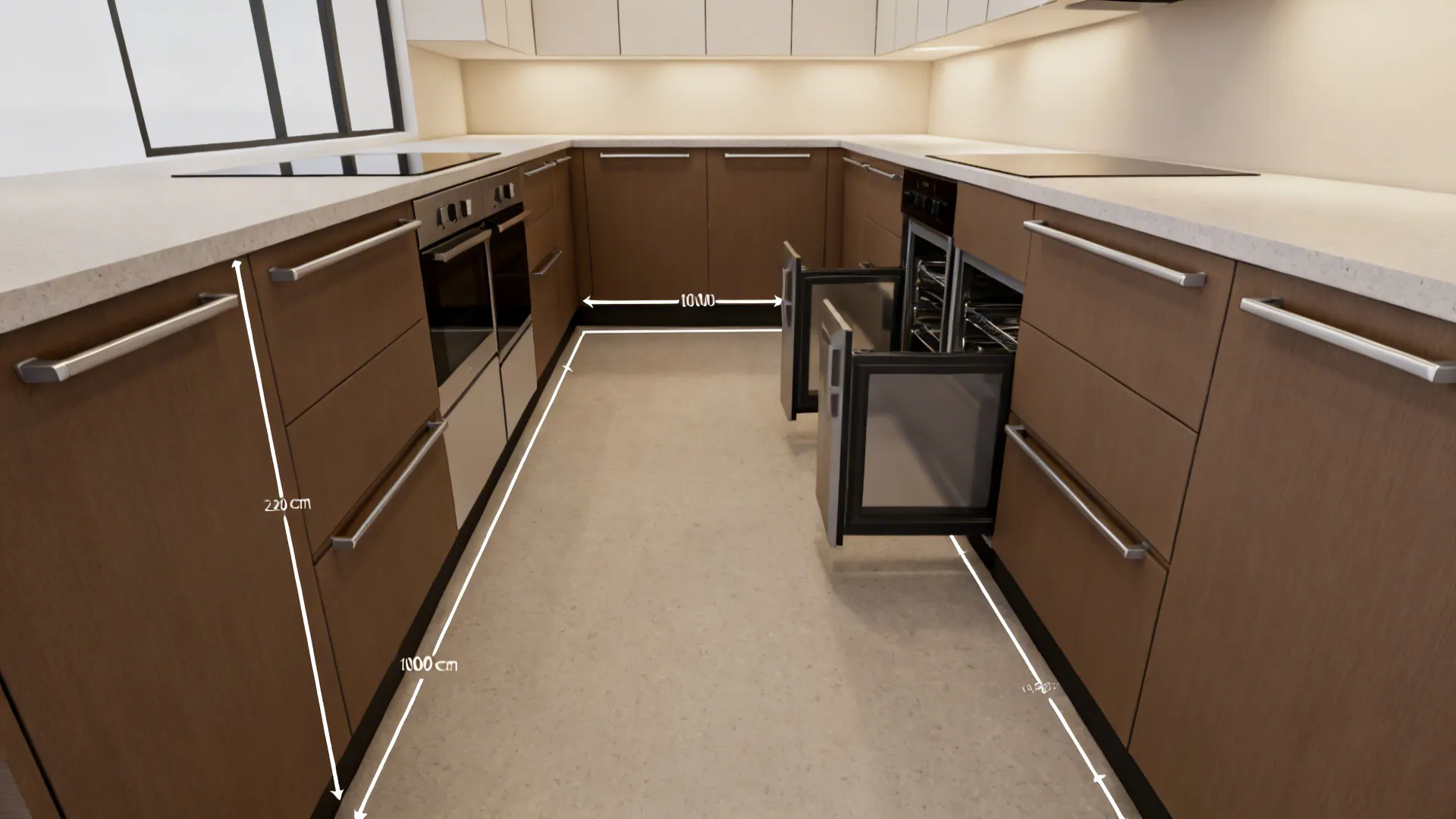 Integrated Finger-Pull Rails in Coffee Tone