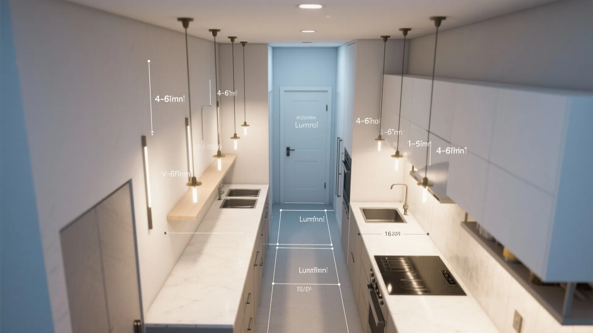 Slim profiles for narrow galley kitchens