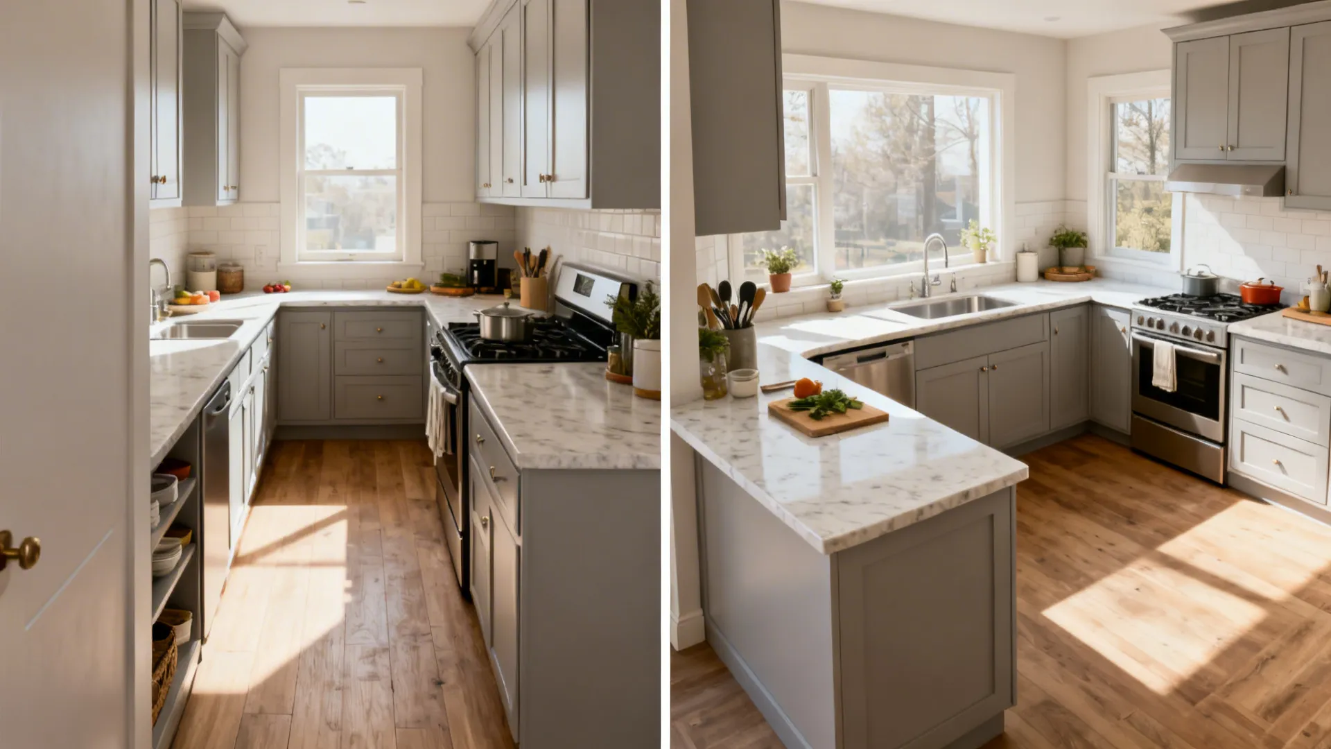 Compact L-shaped layouts that maximize flow