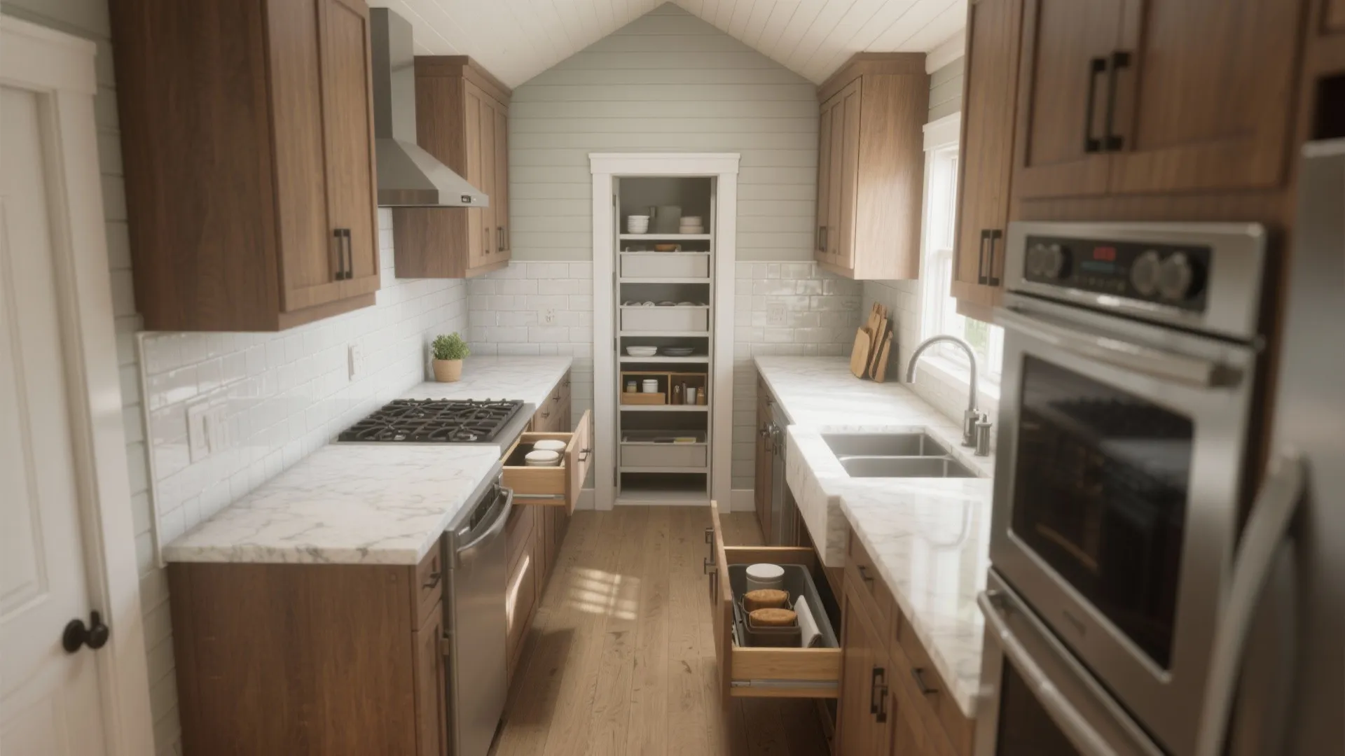 Tips 2: Efficient galley with pocket pantry