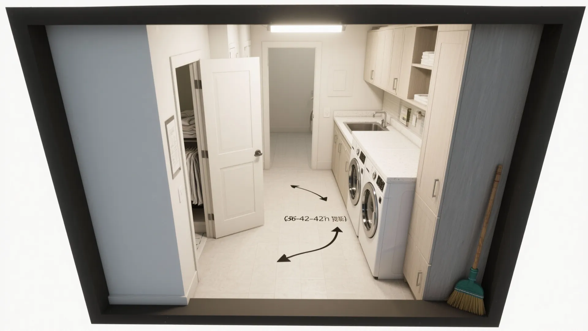 Galley Laundry With Sliding Pocket Door