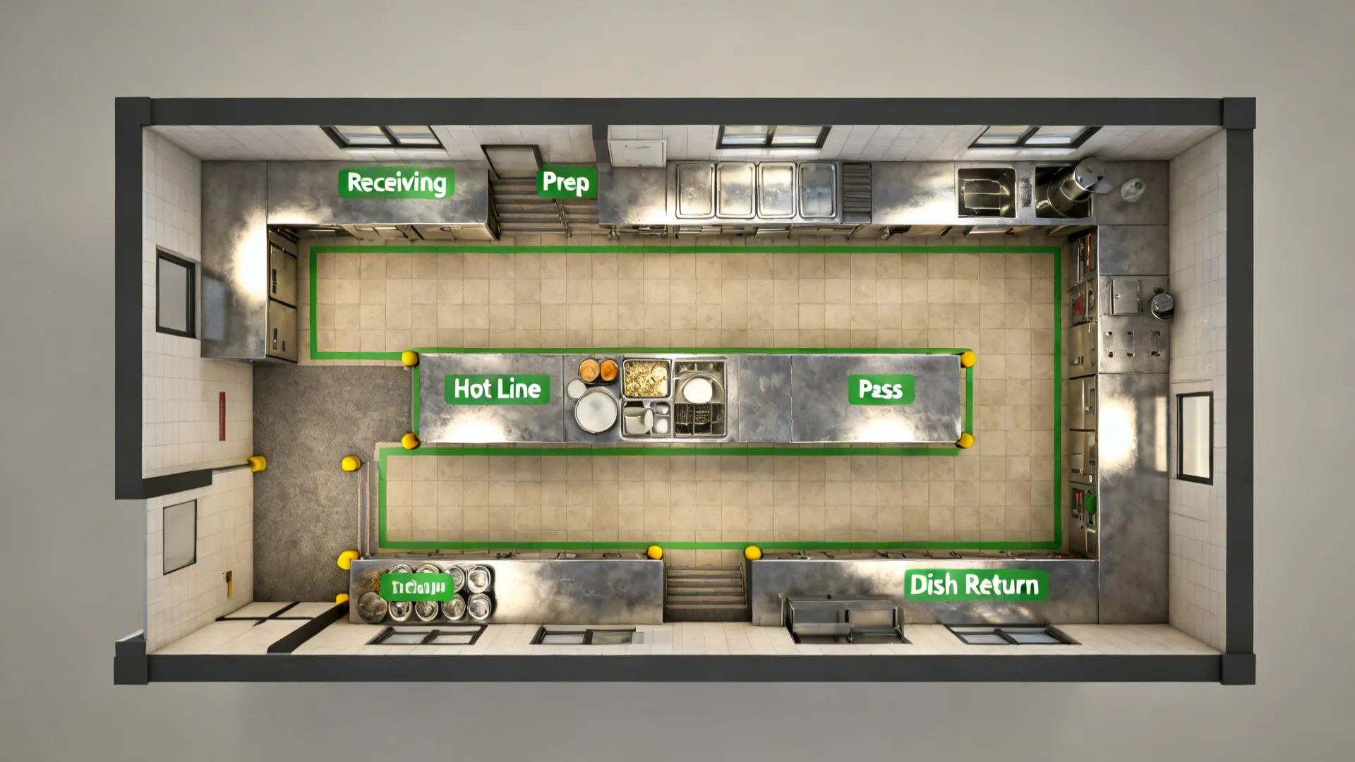Zone-first galley planning for peak throughput