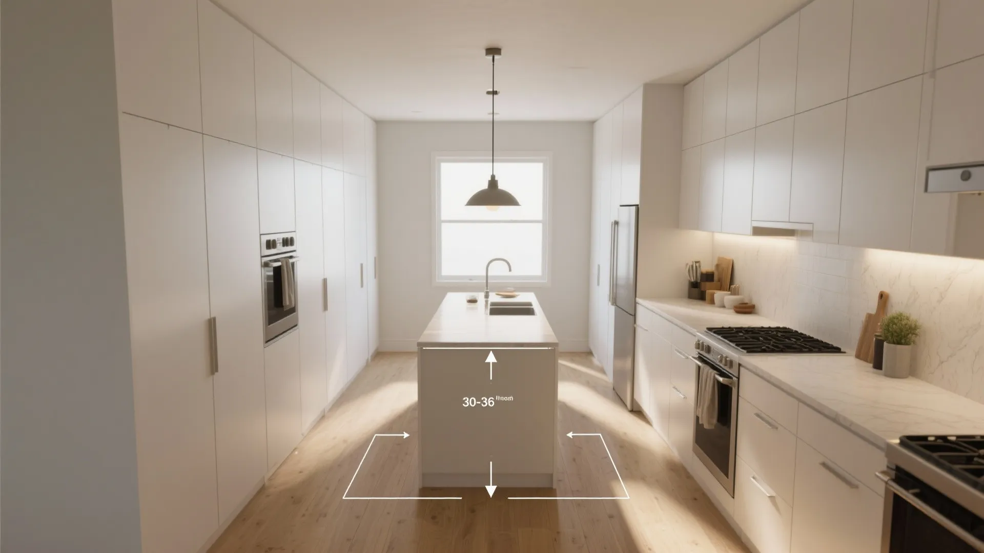 Ultra-slim linear pendants for galley kitchens