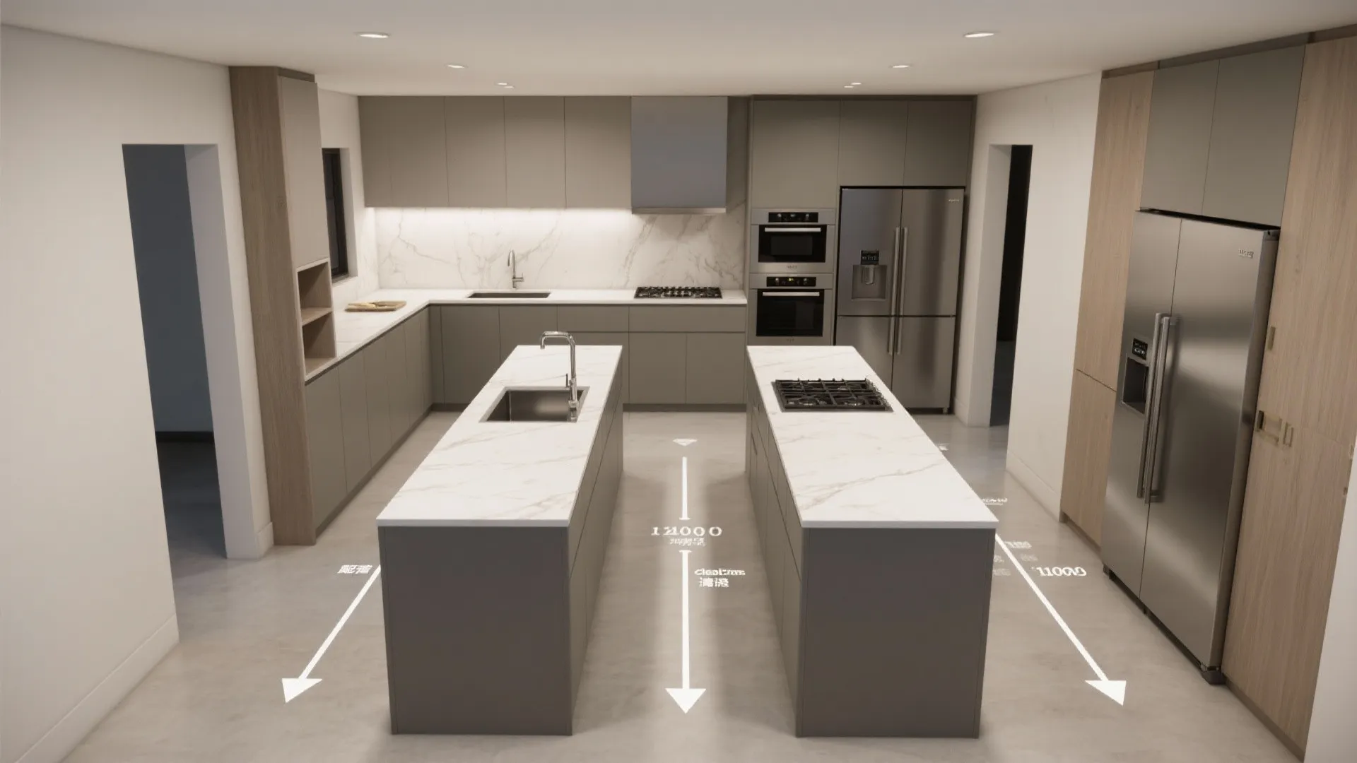 Galley Layout with Zoned Workflows