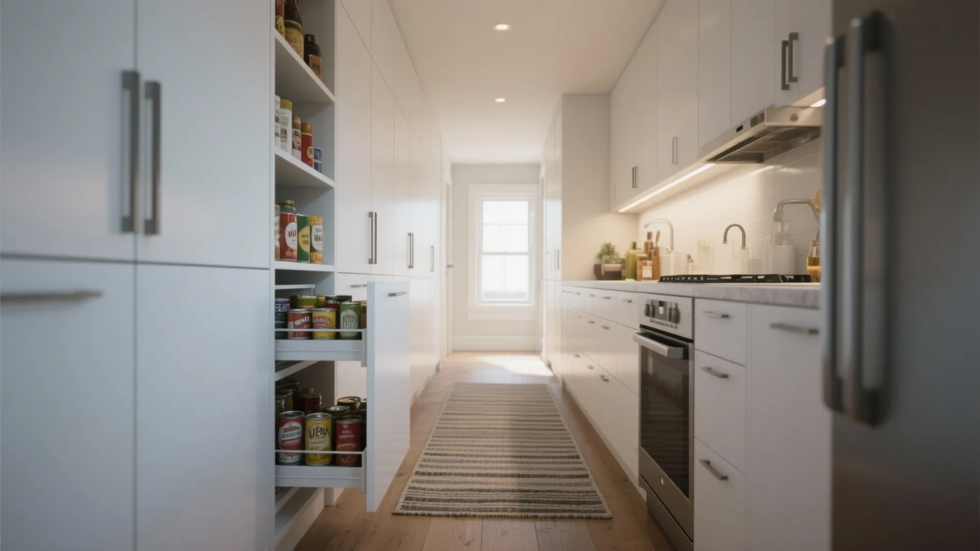 1. Narrow galley with vertical storage