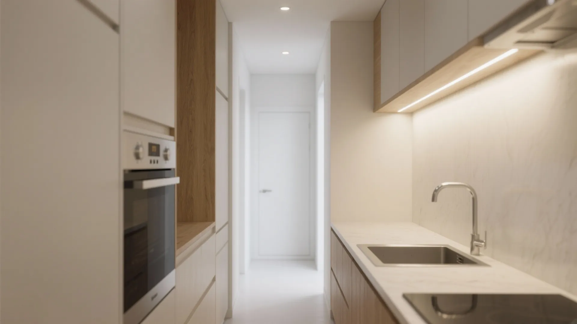 4) Wall-Washing to Brighten Narrow Galley Aisles