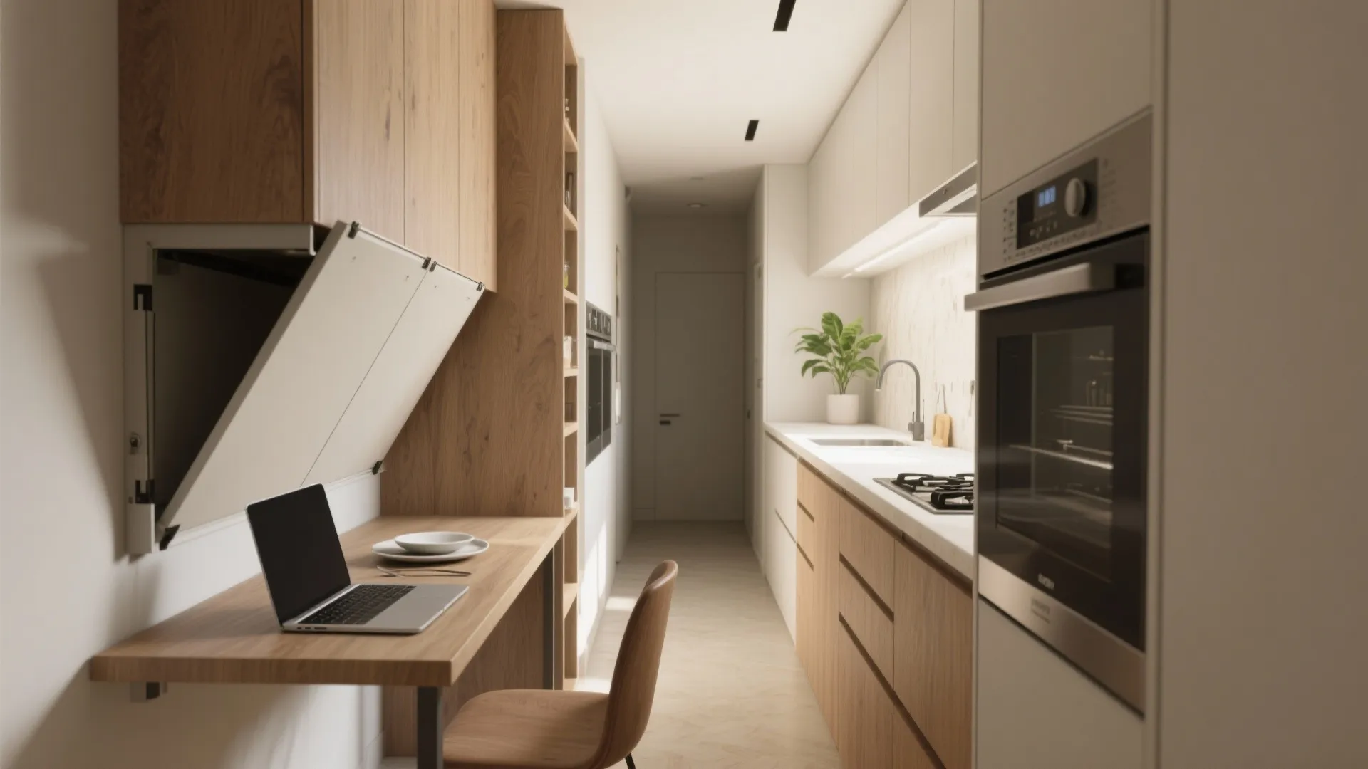 2. Galley kitchen turned multi-purpose workspace