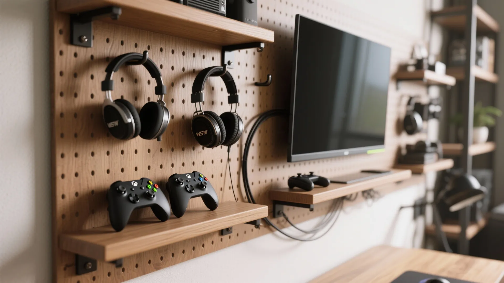 2. Vertical storage + gaming wall