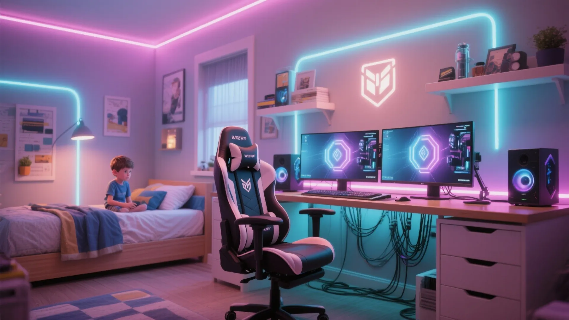 Gaming Zone with Ambient Lighting