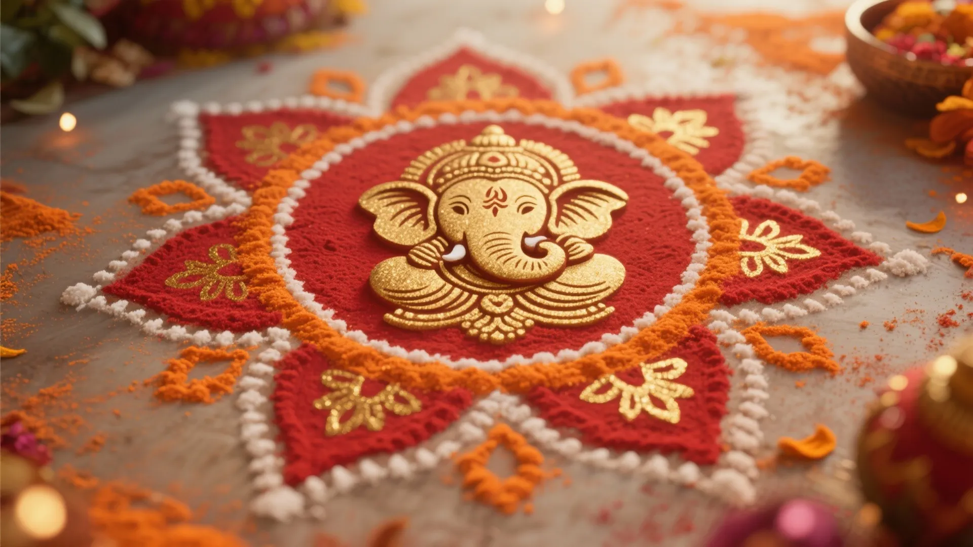Ganesh Image within Rangoli