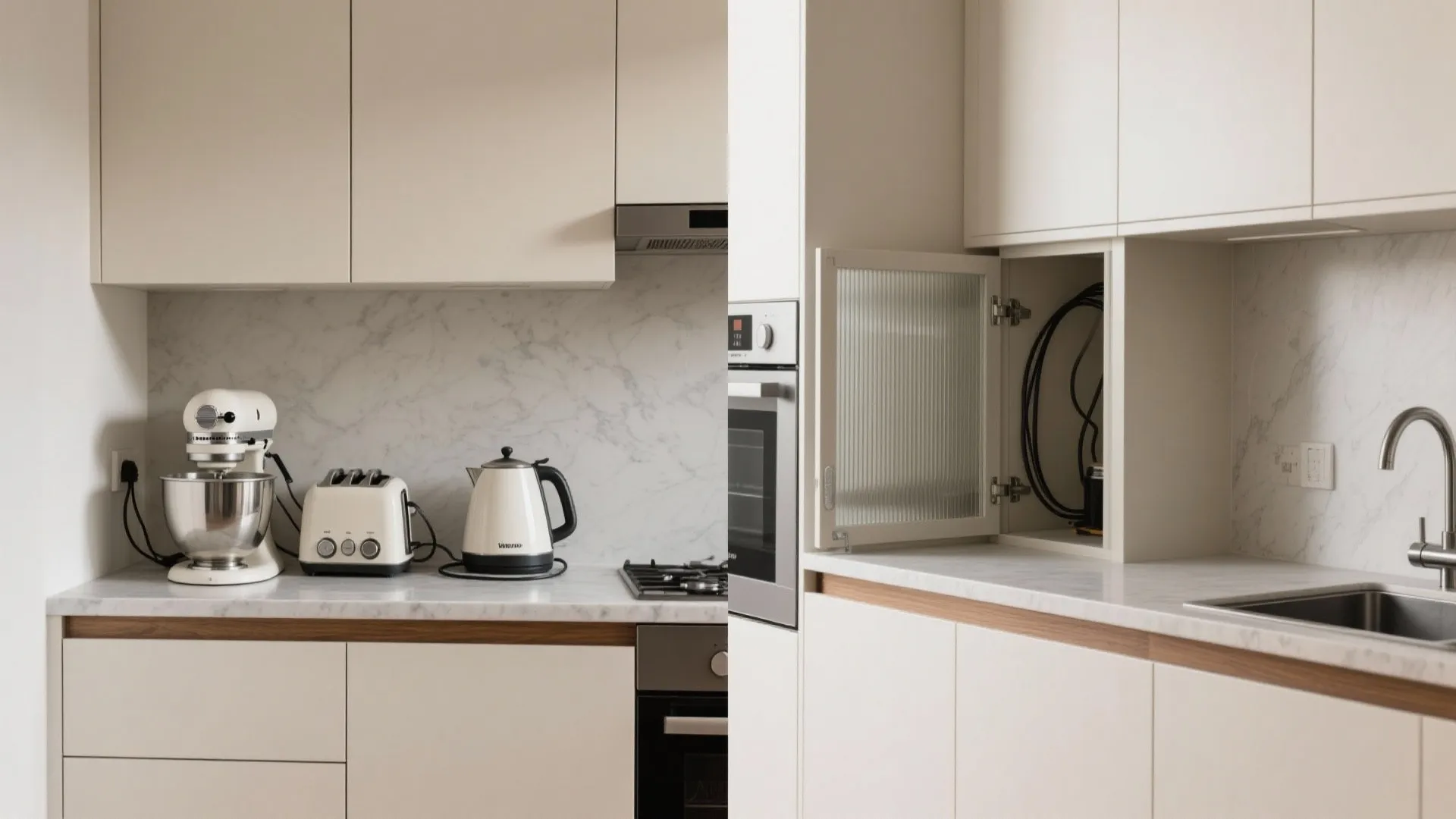 Sliding Shutters and an Appliance Garage to Keep Counters Clear