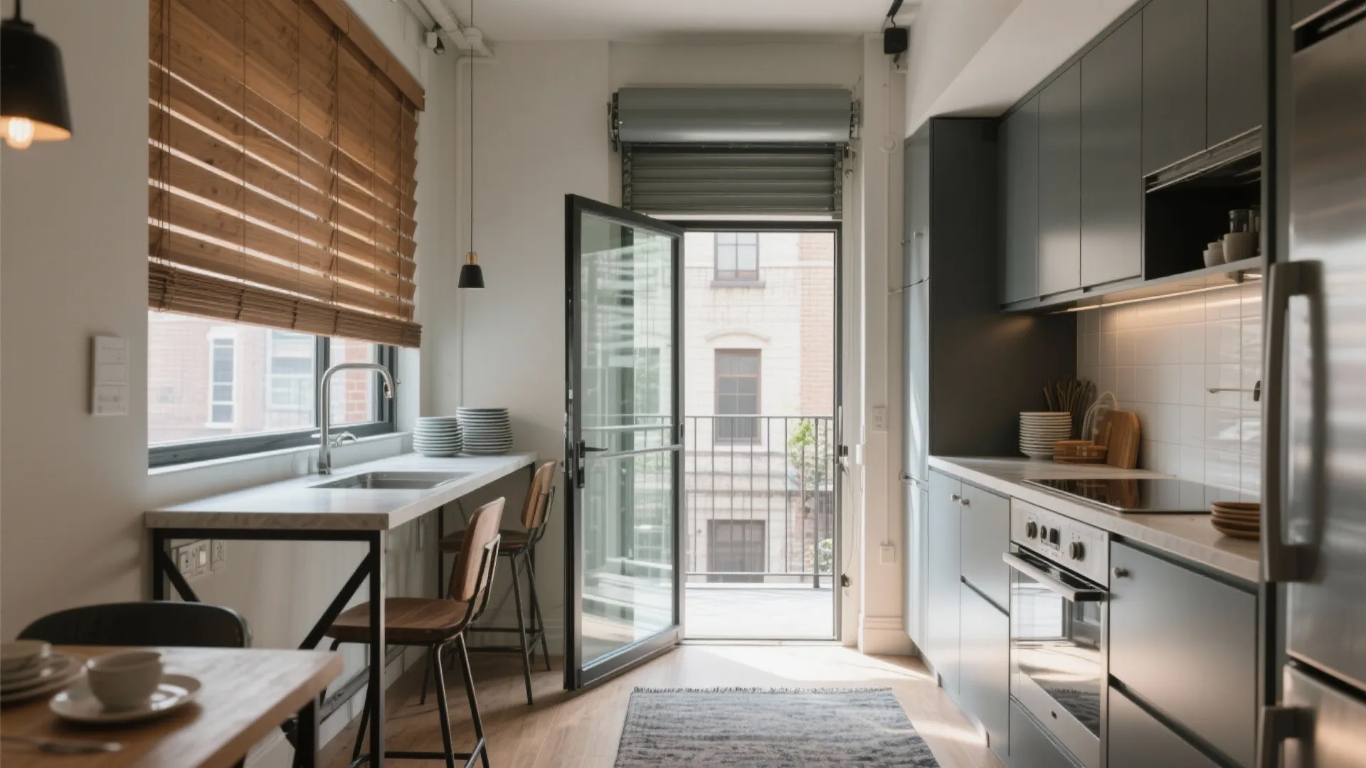 5 Small-Space Kitchen Ideas with a Garage Door Twist: How I turned a tiny kitchen with a garage door into a bright, flexible cooking and dining spot