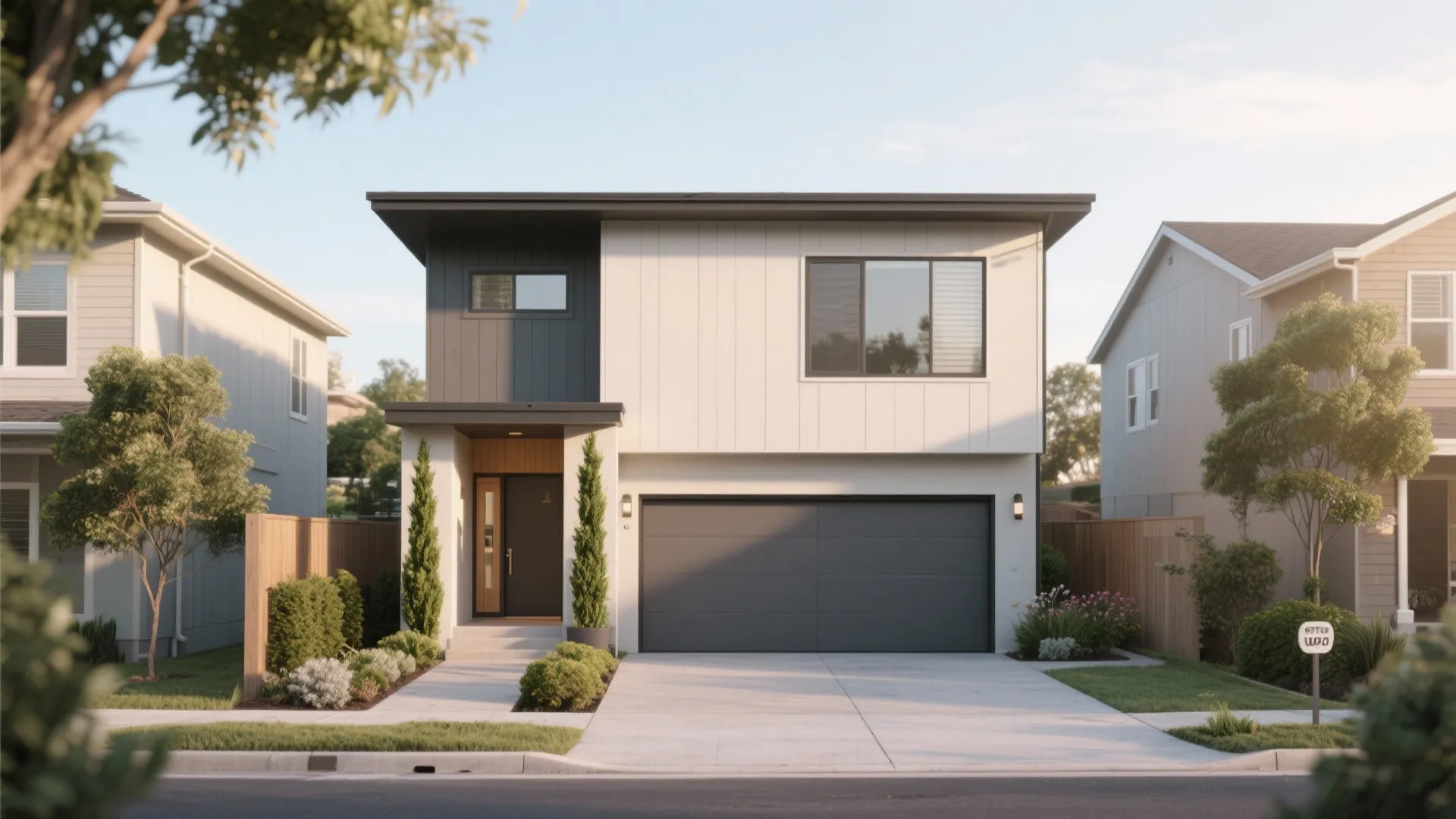 2. Linear plan with garage-forward entry