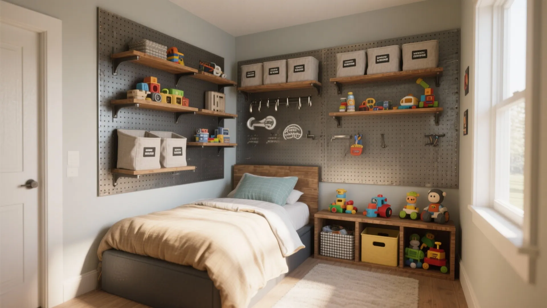 3. Garage-Style Storage and Industrial Touches