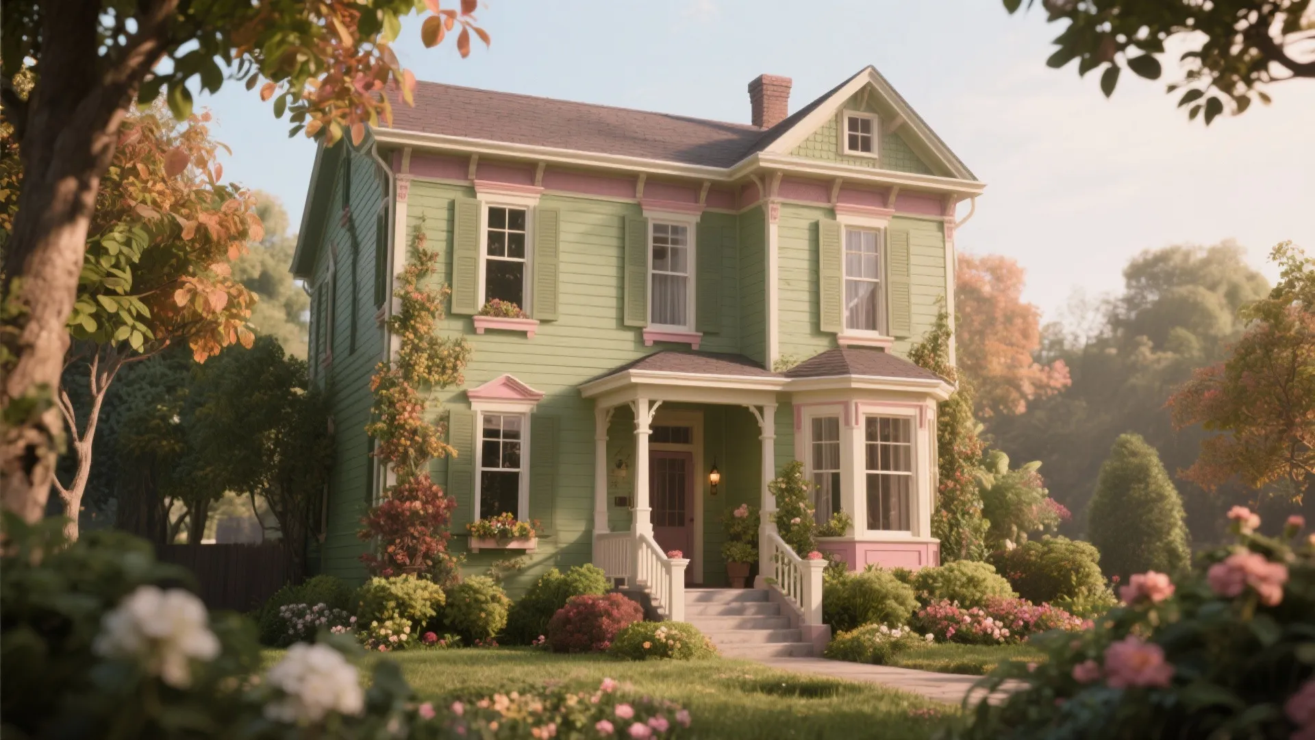 4. Garden-Inspired Exterior Scheme