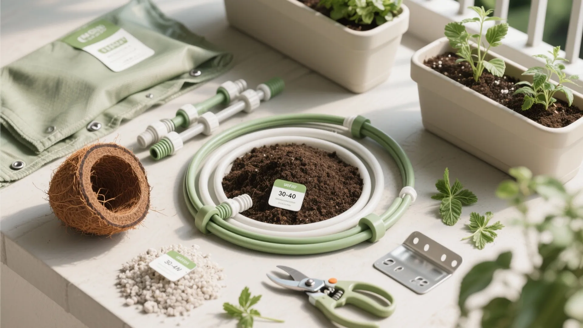 Vertical green wall with modular planters