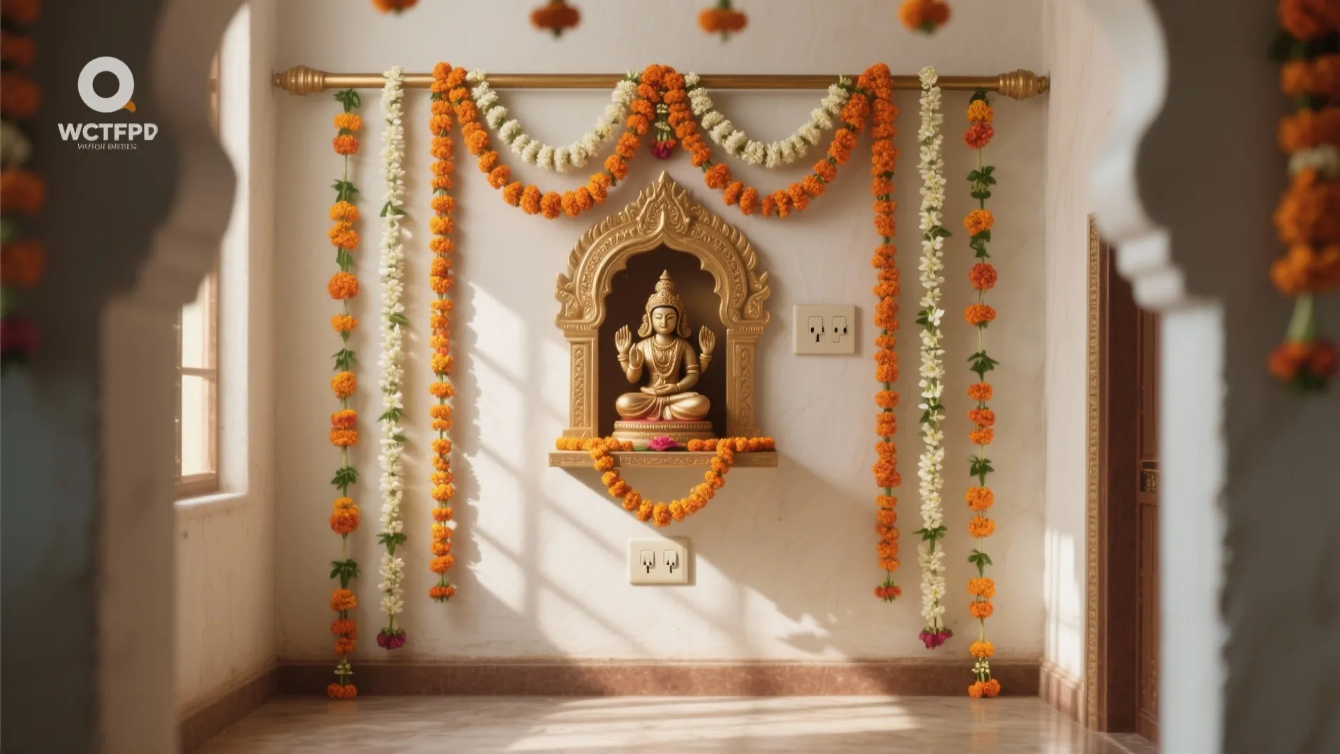 Vertical Garland Backdrop for Small Mandirs