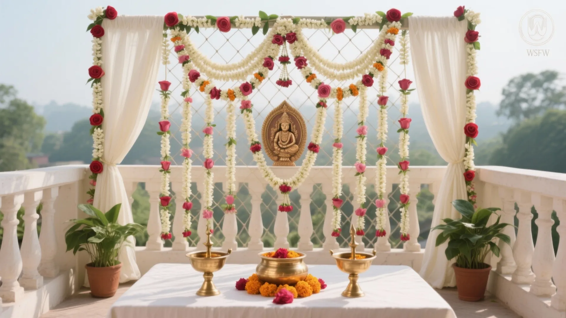Garland Backdrop with Soft Drapes