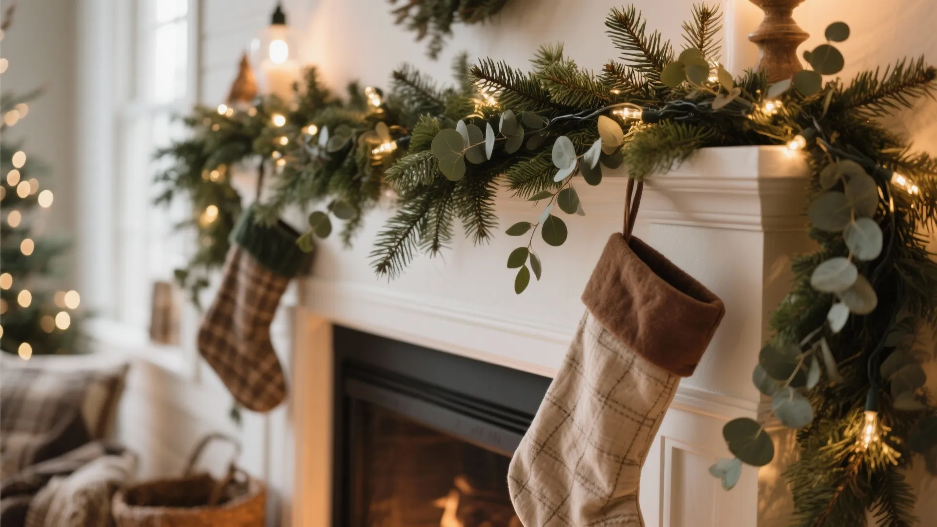 2. Garland-Draped Mantelpiece