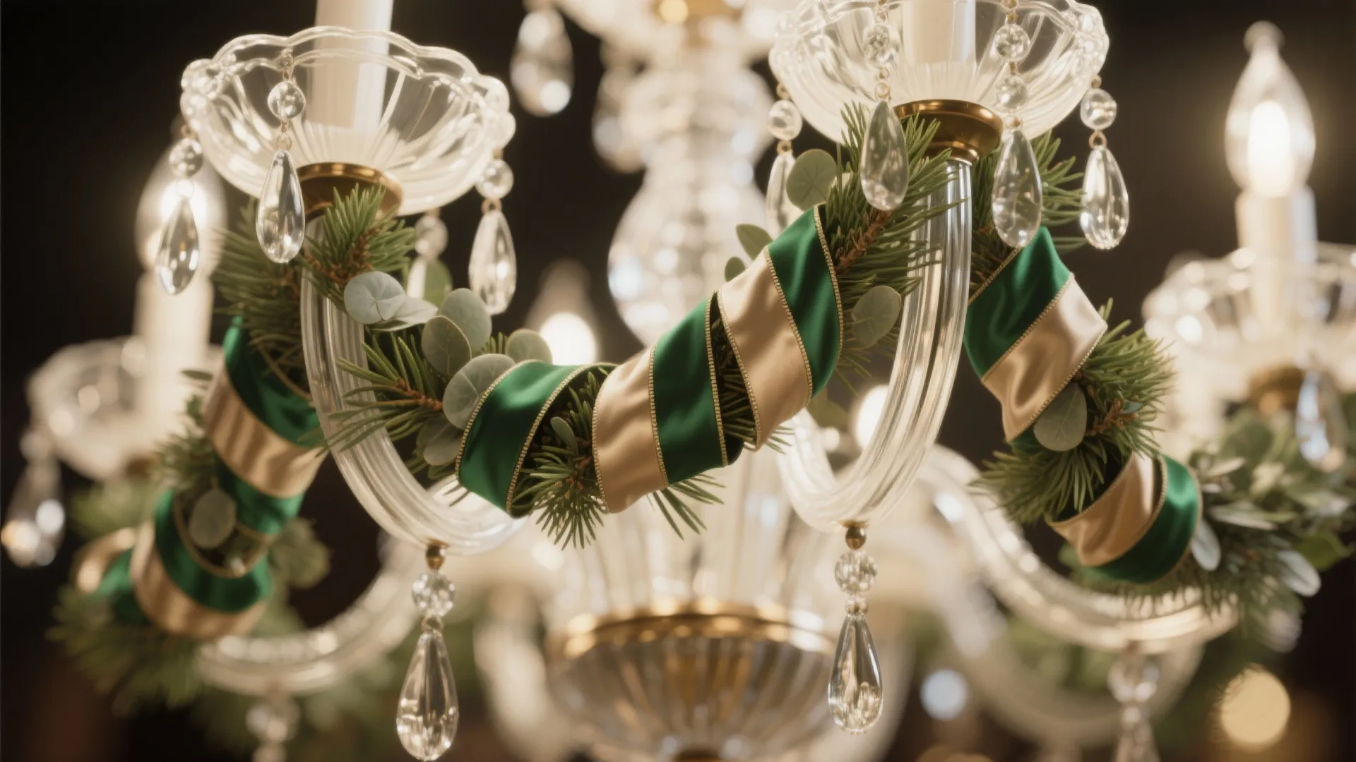 Idea 1: Green Garland + Satin Ribbon Wrap