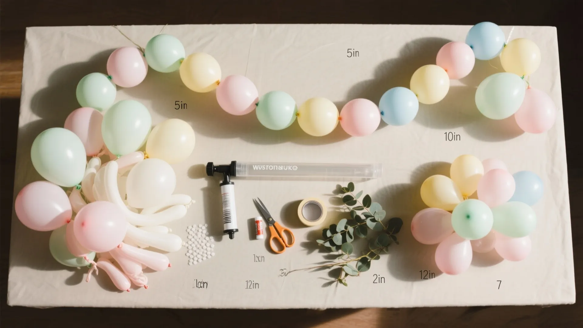 Soft Pastel Balloon Garland with Organic Shapes
