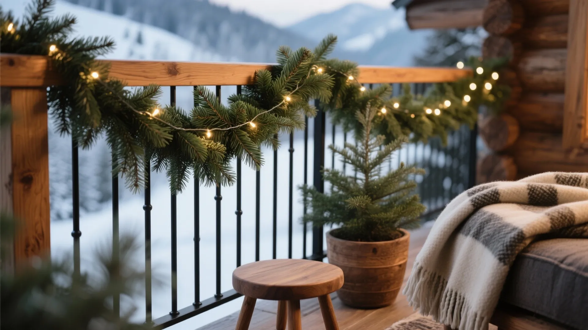 Evergreen Garland + Wood Accents