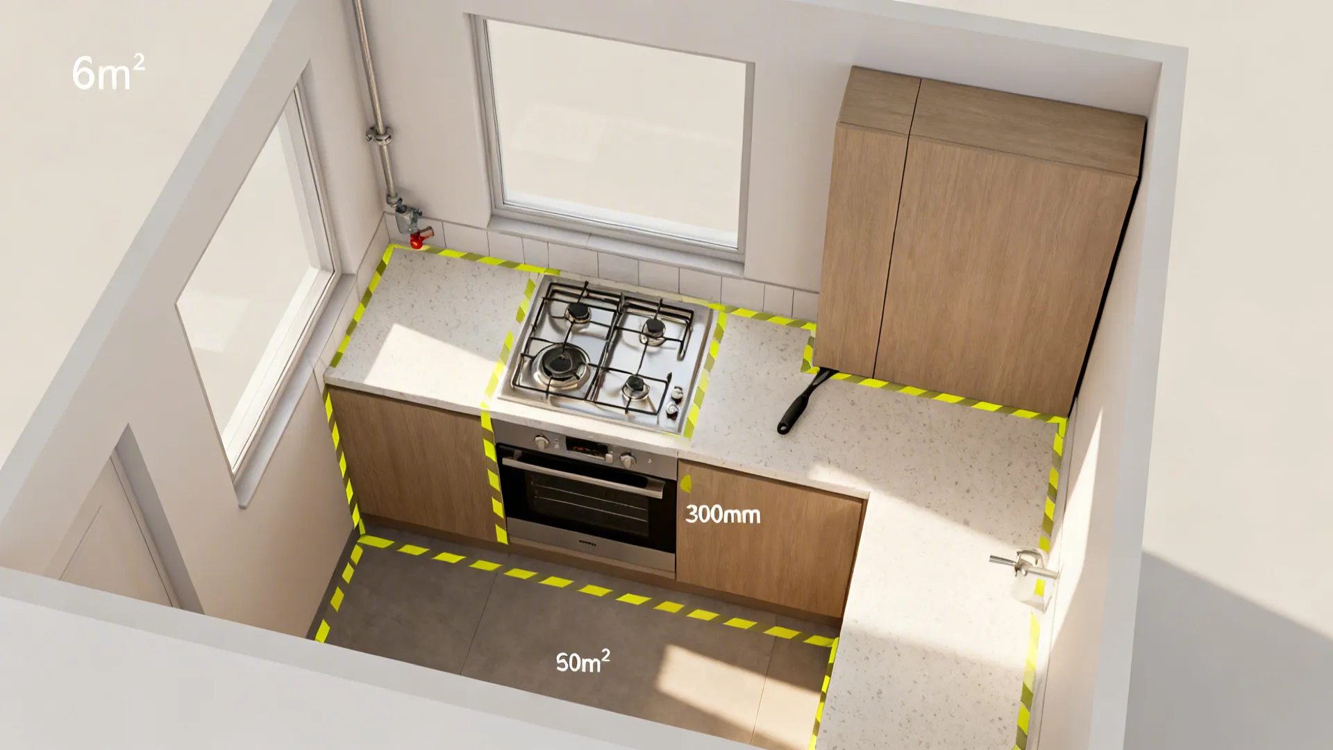 1) Minimalist gas zone planning with clearances