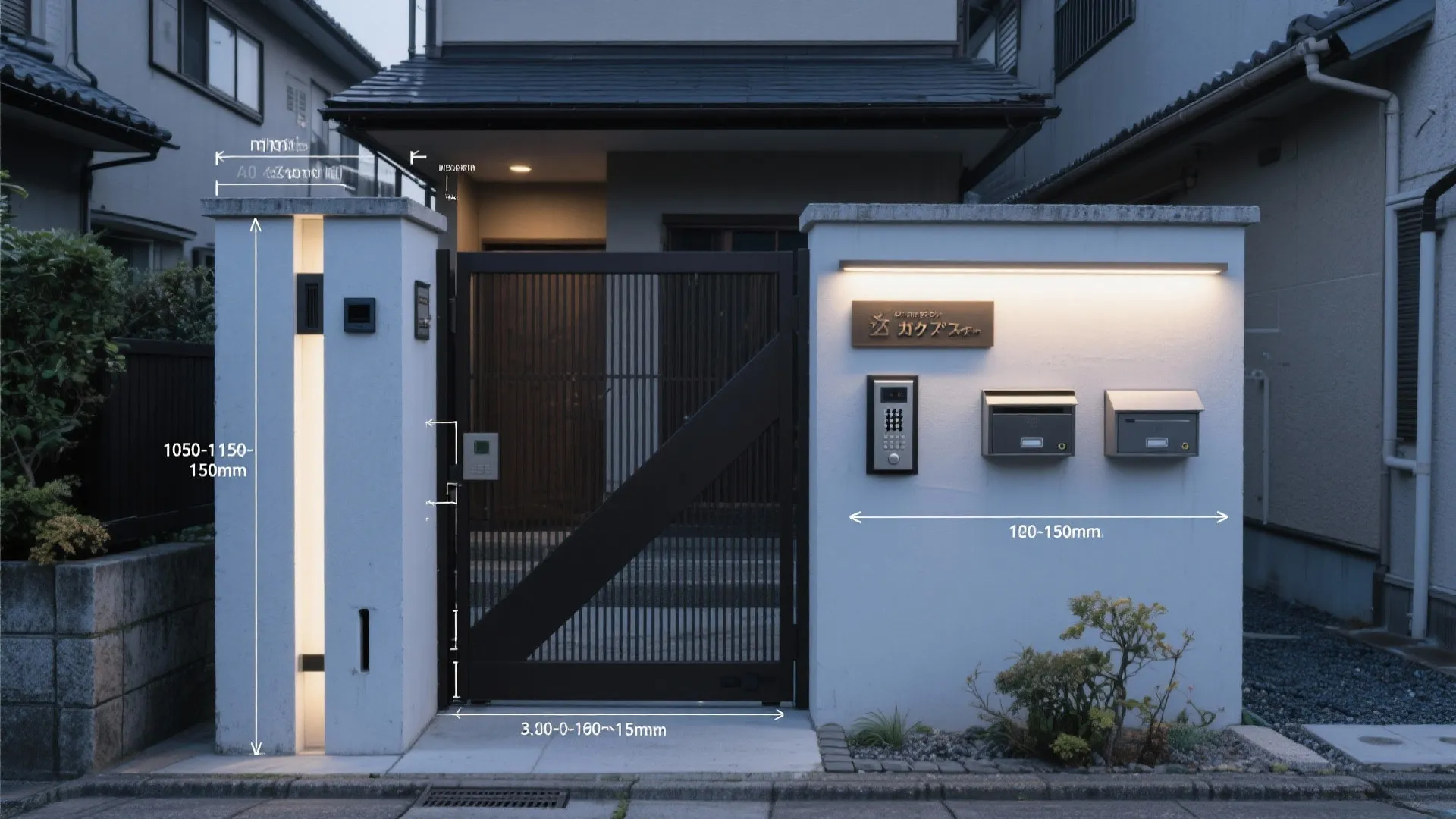 機能を一枚に集約：ポスト・宅配ボックス・表札の“高さ設計”