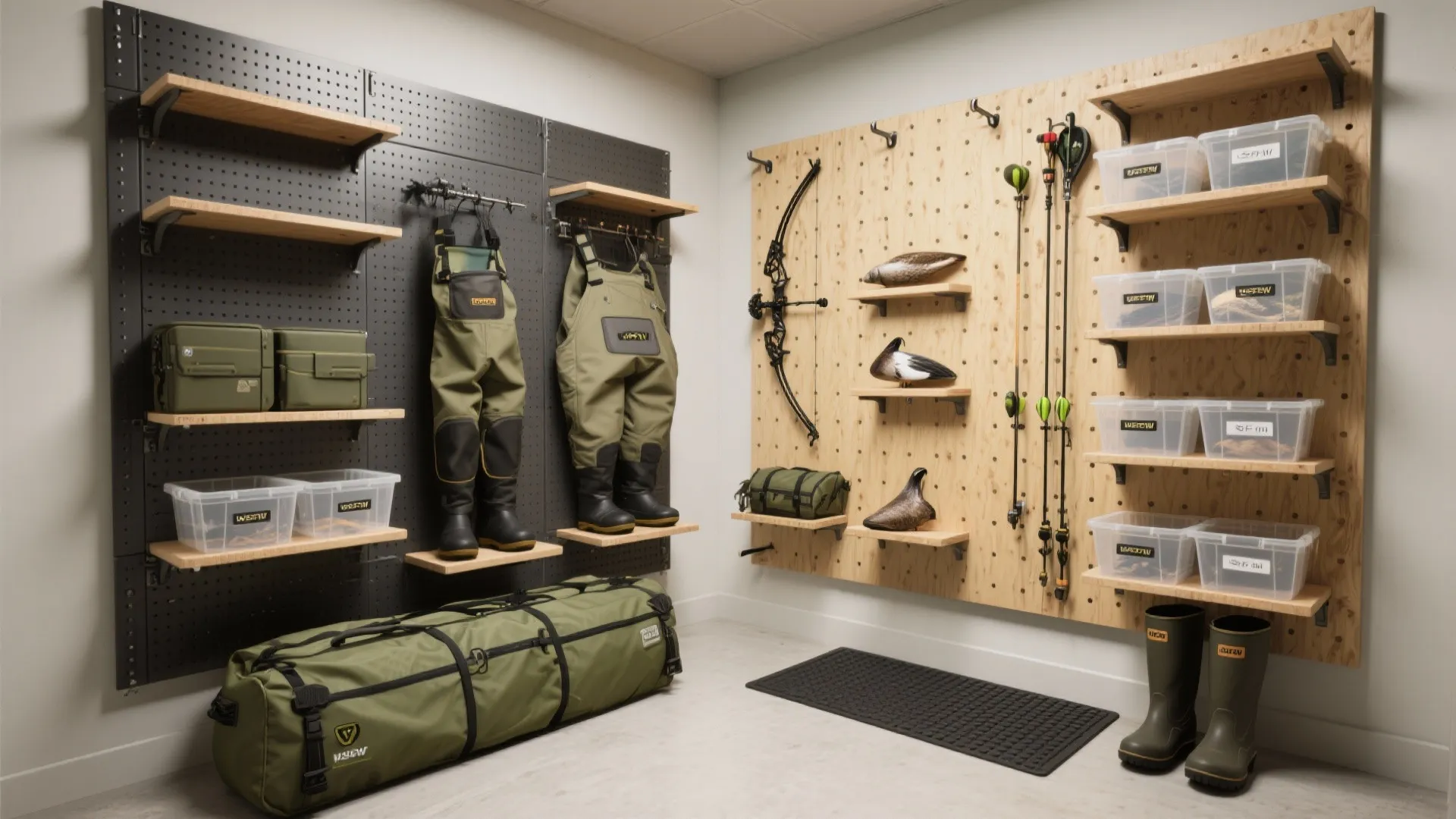 Vertical Gear Wall + Pegboard Grid