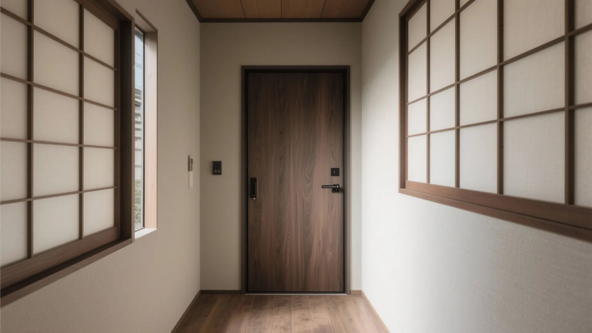 玄関ドアの色と素材で“静けさ”をつくる（動線計画 × 日式風格）