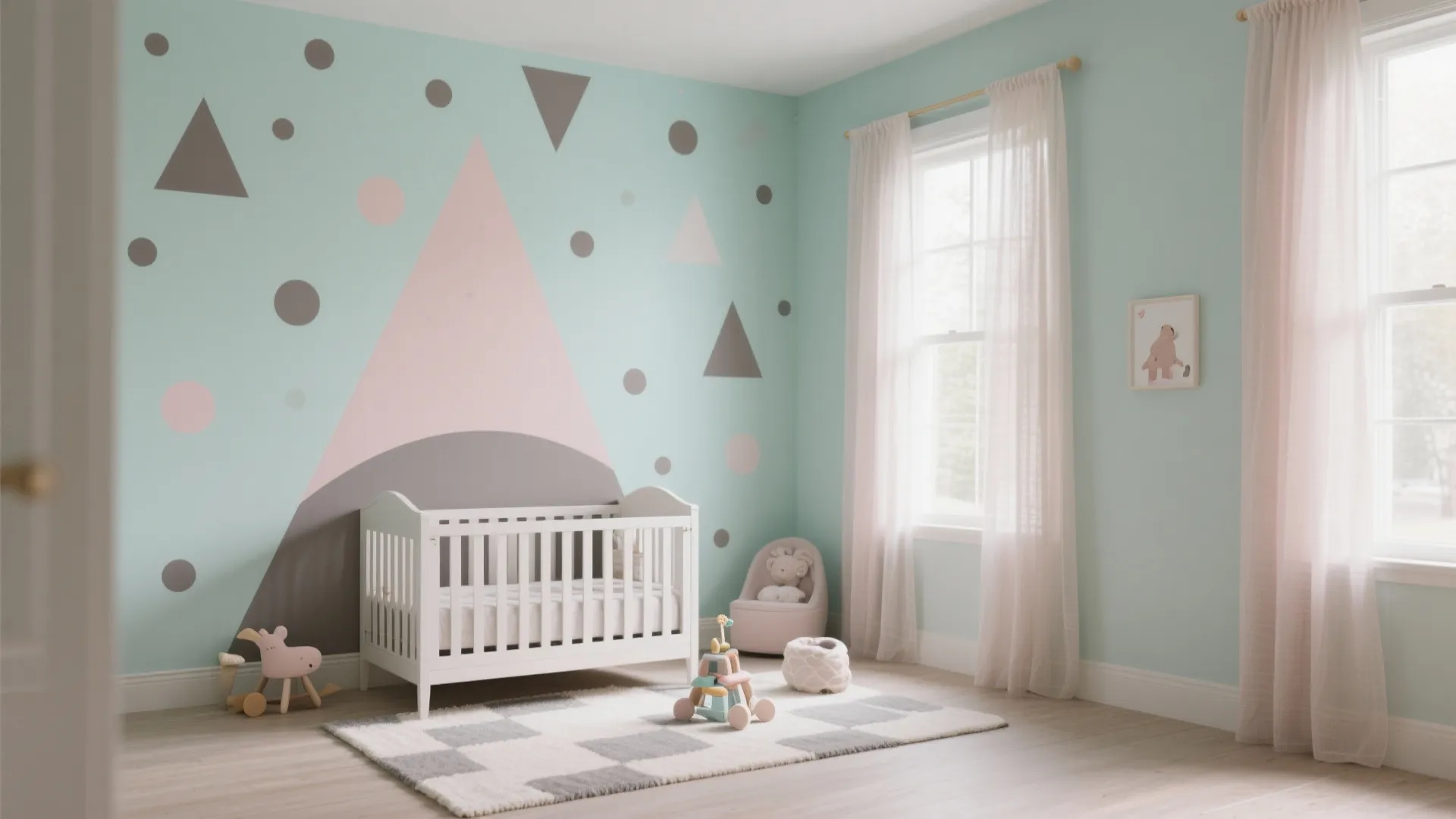 Playful Geometric Accent Wall with Decals