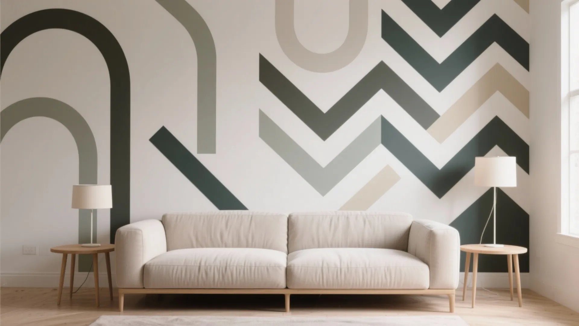 Geometric Accent Wall with Removable Shapes