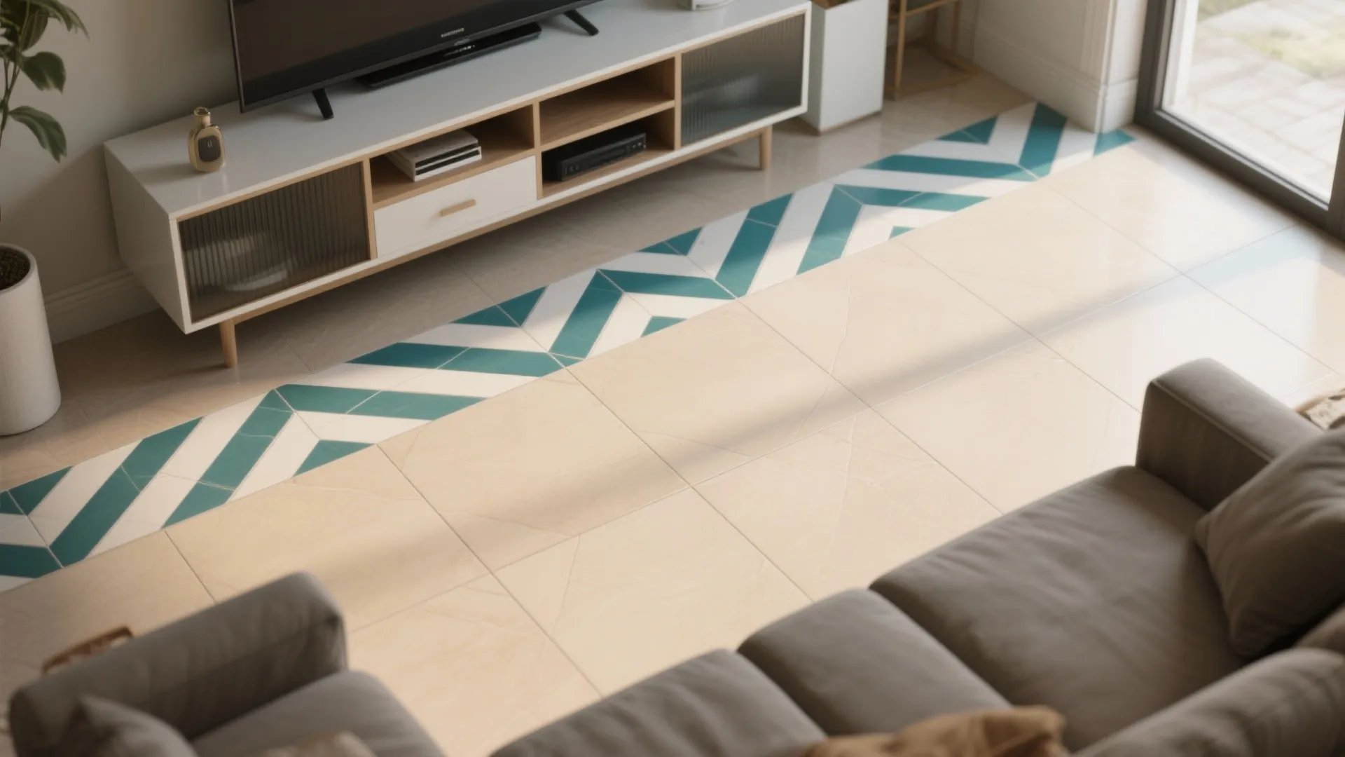 Bold Geometric Accents with Color—Used Sparingly