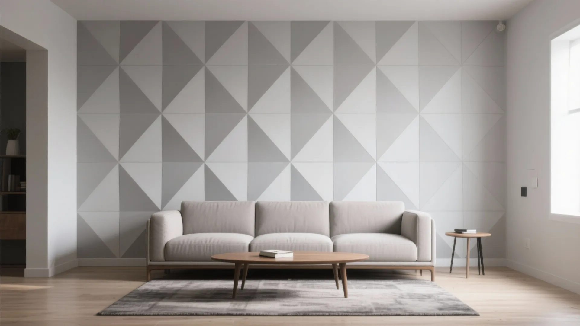 Minimalist Geometric Stencil Accent Wall