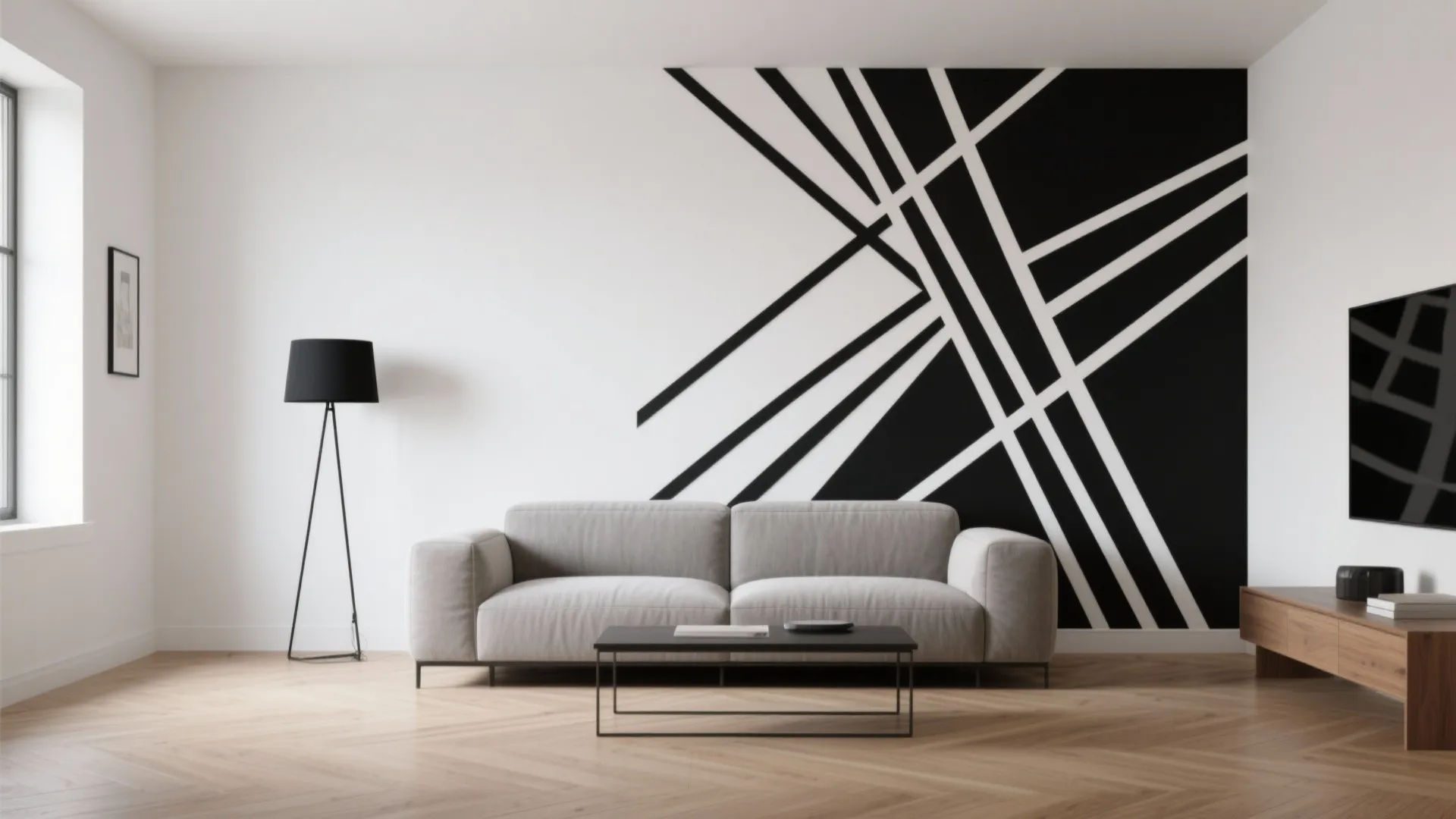 Monochrome Geometric Accent Wall