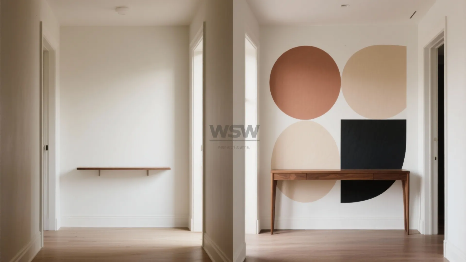 Geometric Mural Zones to Anchor a Console