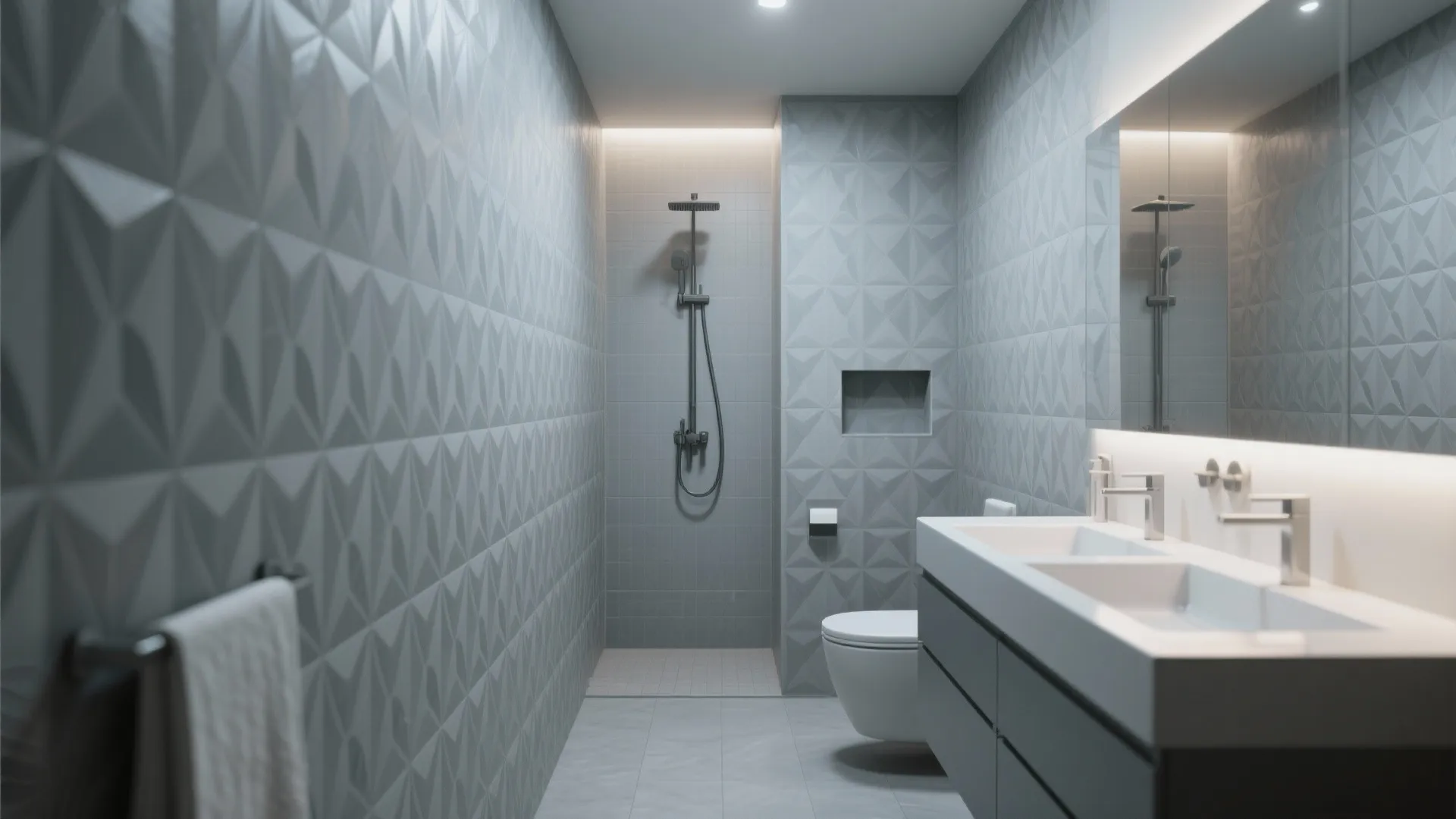 3. Geo-patterned cool gray for modern style