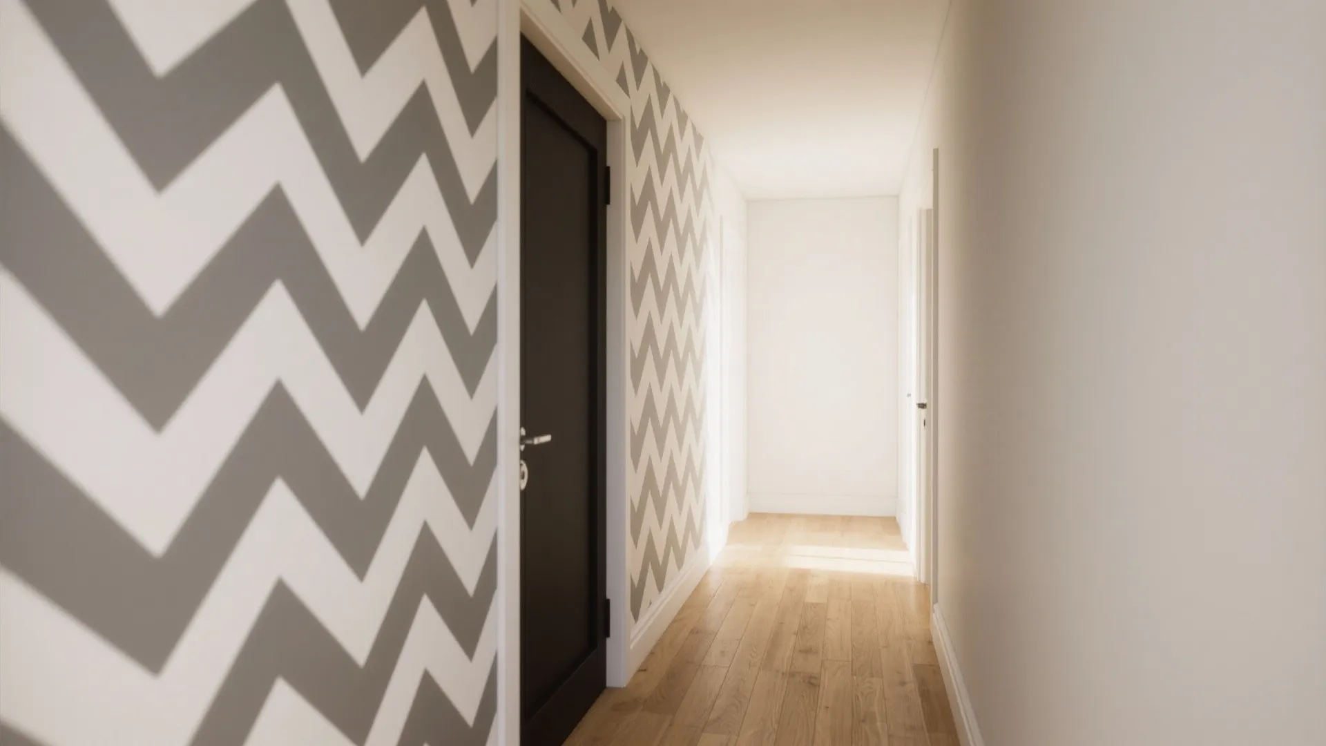 Bold Geometric Repeat in a Narrow Hall