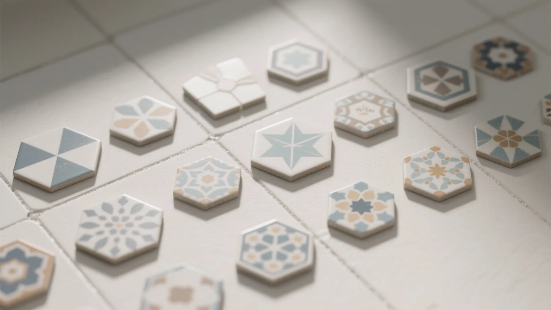 2) Small-scale geometric vinyl tiles