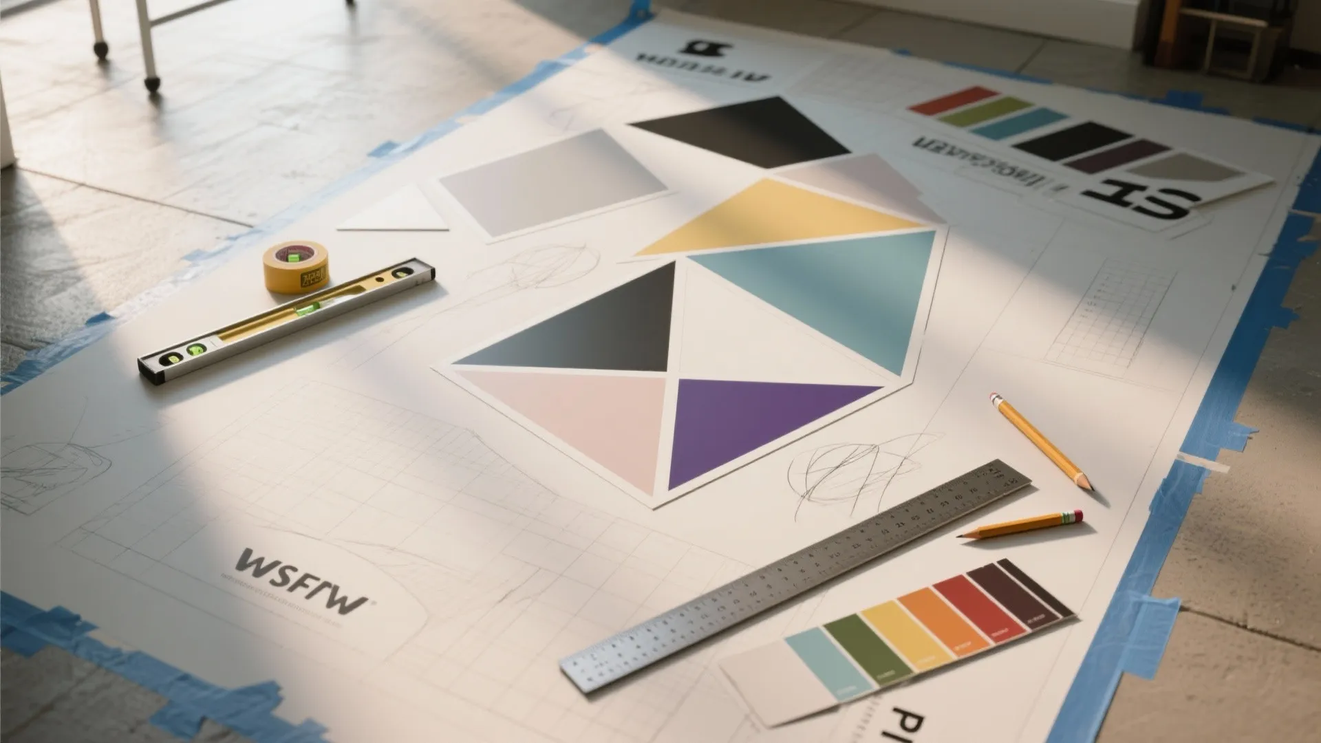 Geometric Accent Wall with Removable Shapes