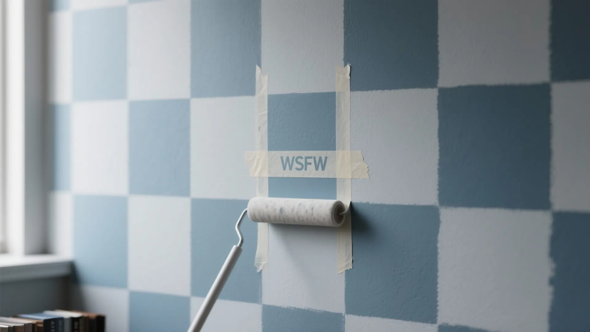 4) Low‑Contrast Geometric Mural (Taped and Tasteful)